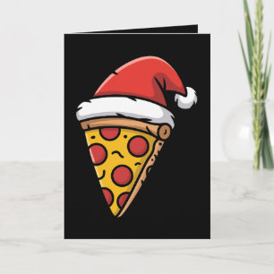 Weihnachts-Pizza-Stück-Santa-Hut-Peperoni-Feiertag Karte