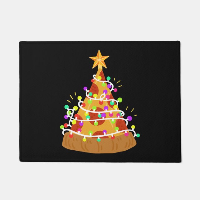 Weihnachts Pizza Weihnachtsbeleuchtung Fußmatte (Vorderseite)