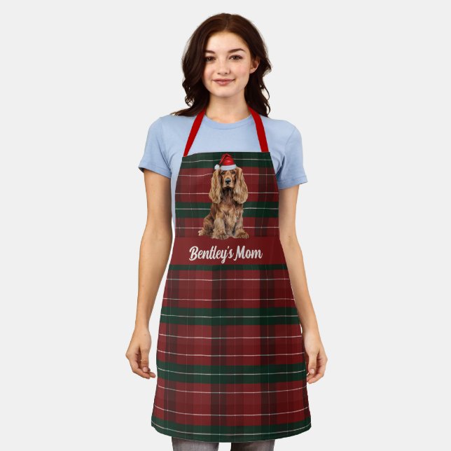 Weihnachts-Plaid Cocker Spaniel Hund Weihnachten Schürze (Getragen)