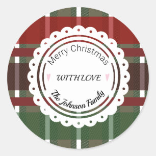 Weihnachts-Plaid Festive Feiertage Vintage Runder Aufkleber