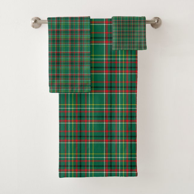 Weihnachts-Plaid Grün Muster-23914 Badhandtuch Set (Insitu)