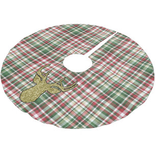 Weihnachts-Plaid Karo Goldhirsch Bock Baumskappe Polyester Weihnachtsbaumdecke