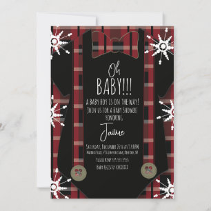 Weihnachts-Plaid Oh Baby-Shower-Body-Anzug Einladung