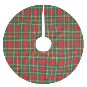 Weihnachts-Plaid rot grün gelbes Tartan-Muster Polyester Weihnachtsbaumdecke