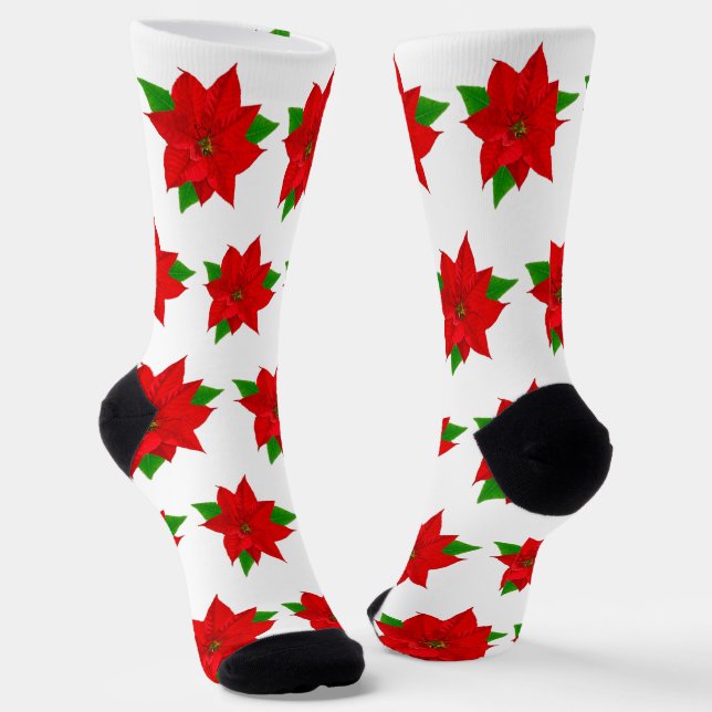 Weihnachts-Poinsettia-Blume auf Weiß Socken (Gewinkelt)