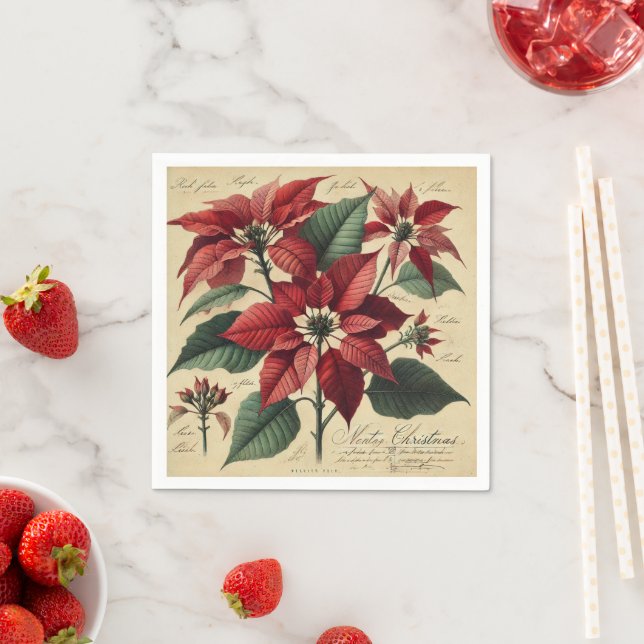 Weihnachts-Poinsettia Botanische Dekoupage Serviette (Beispiel)