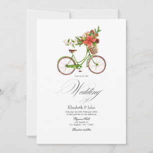 Weihnachts-Poinsettia-Fahrrad-Winterhochzeits-Char Einladung