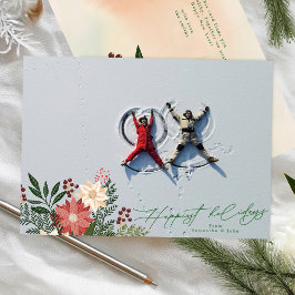 Weihnachts-Poinsettia Feierliches Foto glücklich Feiertagskarte