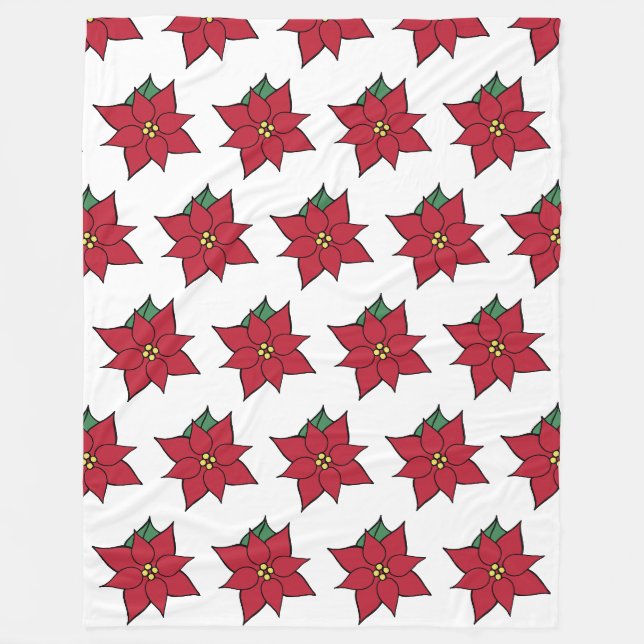 Weihnachts-Poinsettia-Fleece-Decke  Fleecedecke (Vorderseite)