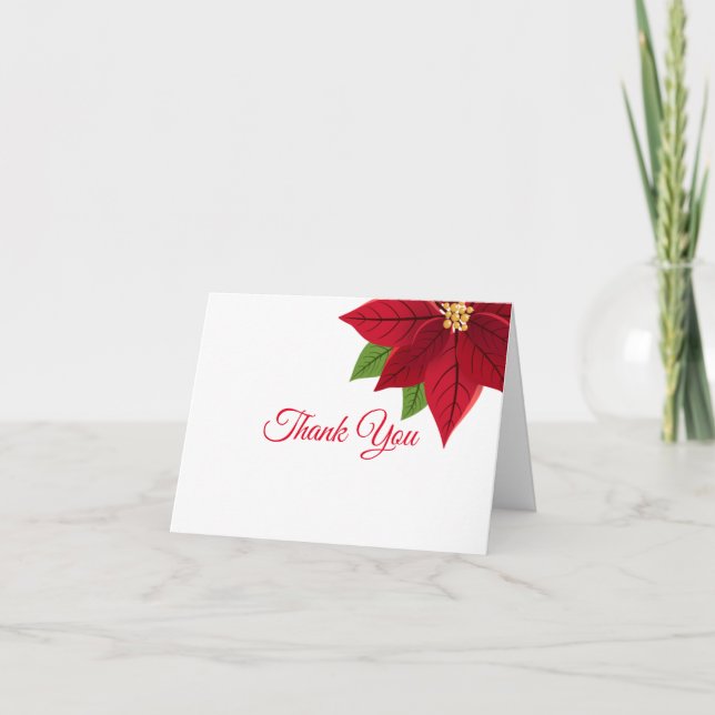 Weihnachts-Poinsettia geklappt Dankeschön-Karte Dankeskarte (Vorderseite)