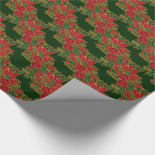 Weihnachts-Poinsettia-GIFT-WRAPPING-PAPIER Grün Geschenkpapier