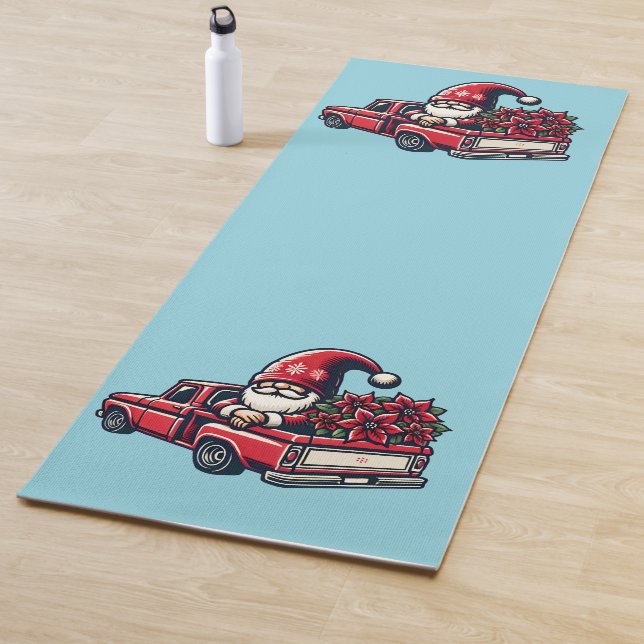 Weihnachts-Poinsettia-Gnome auf Red Lieferwagen LK Yogamatte (Beispiel)