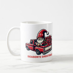 Weihnachts-Poinsettia-Gnome im Lieferwagen Truck Kaffeetasse