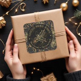 Weihnachts-Poinsettia hausgemachte Feiertage Quadratischer Aufkleber