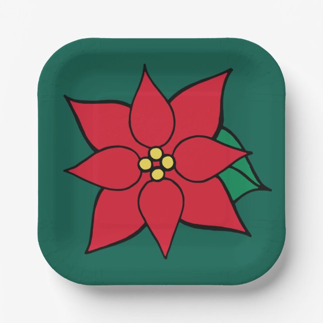 Weihnachts-Poinsettia Holiday Paper-Teller Pappteller (Vorderseite)
