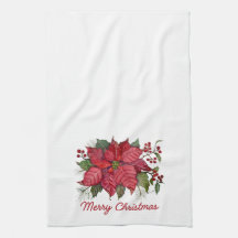 Weihnachts-Poinsettia-Küchenhandtuch