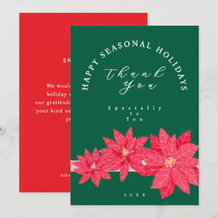 Weihnachts-Poinsettia-Logo Qrcode Grün Dankeskarte