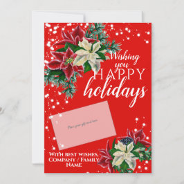Weihnachts-Poinsettia Red Gift Card Inhaber Feiertagskarte