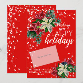 Weihnachts-Poinsettia Red Gift Card Inhaber Feiertagskarte