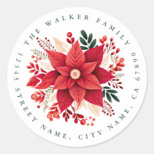 Weihnachts-Poinsettia-Rundkleber Runder Aufkleber