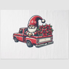 Weihnachts-Poinsettia Santa Gnome im Lieferwagen L Seidenpapier