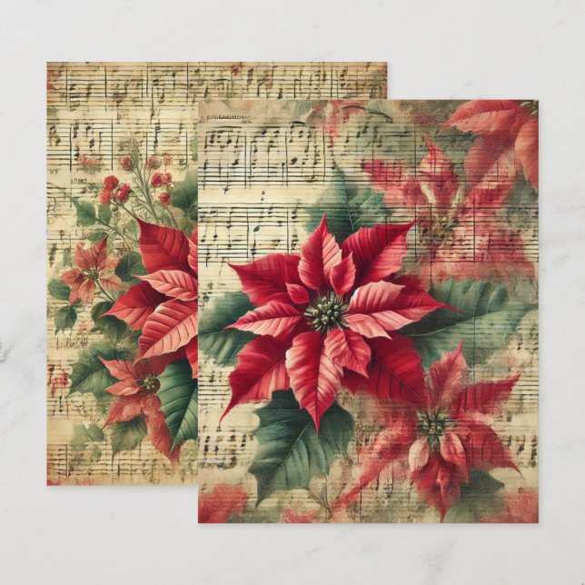 Weihnachts-Poinsettia Sheet Music Scrapbook (Vorne/Hinten)