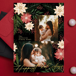 Weihnachts-Poinsettia-Splendor-FotoCollage Folien Feiertagskarte