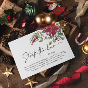 Weihnachts-Poinsettia Stock das Bar-Brautparty Begleitkarte
