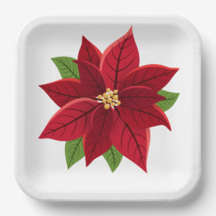 Weihnachts-Poinsettia-Teller Pappteller