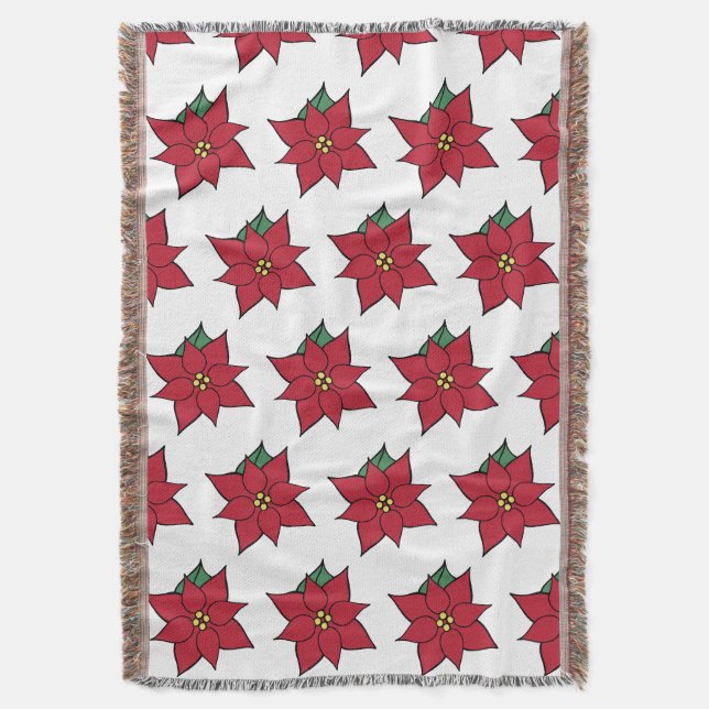 Weihnachts-Poinsettia-Wurfdecke  Decke (Vorderseite Vertikal)