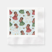 Weihnachts-Poinsettie Afroamerikanische Engel