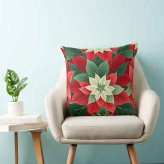 Weihnachts-Poinsettie Festlich Kissen