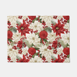 Weihnachts-Poinsettie – Florales Holiday-Design Fußmatte