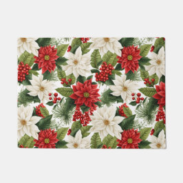 Weihnachts-Poinsettie – Florales Holiday-Design Fußmatte