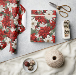 Weihnachts-Poinsettie – Florales Holiday-Design Geschenkpapier