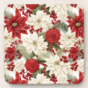 Weihnachts-Poinsettie – Florales Holiday-Design Getränkeuntersetzer