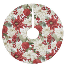 Weihnachts-Poinsettie – Florales Holiday-Design Polyester Weihnachtsbaumdecke