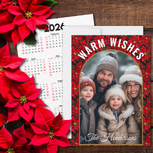 Weihnachts-Poinsettie-Fotokalender mit rotem Thema Feiertagskarte