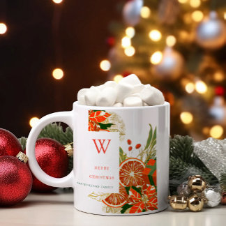 Weihnachts-Poinsettie & Grünzeug Kaffeetasse