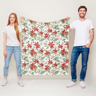 Weihnachts-Poinsettie in Rot und Weiß Fleecedecke