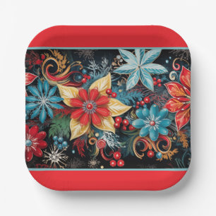 Weihnachts-Poinsettie Pappteller