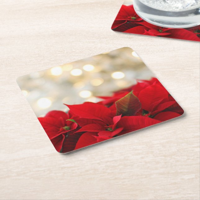 Weihnachts-Poinsettie Rechteckiger Pappuntersetzer (angewinkelt)