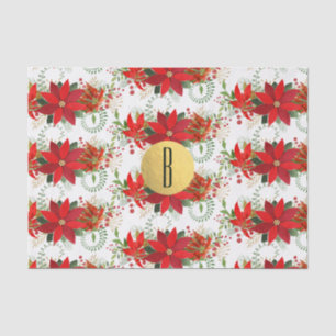 Weihnachts-Poinsettie Rot Gold Festliche Blumen Seidenpapier