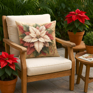 Weihnachts-Poinsettie Weiß und Rot für die Veranda Kissen