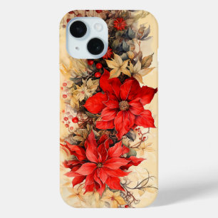 Weihnachts-Poinsettien-Blumen im Vintage-Stil Case-Mate iPhone Hülle