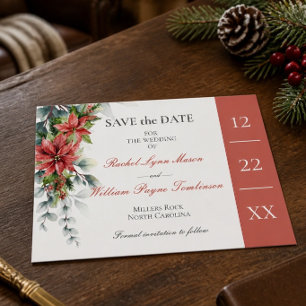 Weihnachts-Poinsettien-Hochzeit-Einladungskarte zu Einladung