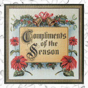Weihnachts-Poinsettien im verzierten Rahmen Puzzle