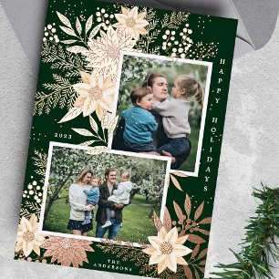 Weihnachts-Poinsettien-Pracht-Fotocollage Folien Feiertagskarte