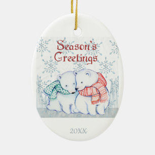Weihnachts-Polar-Ehegatte Partner-Liebe Keramik Ornament