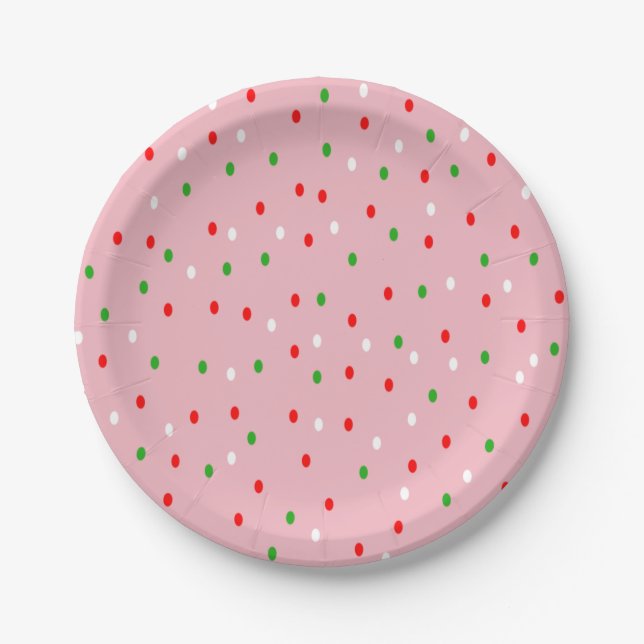 Weihnachts-Polka-Dots Pappteller (Vorderseite)